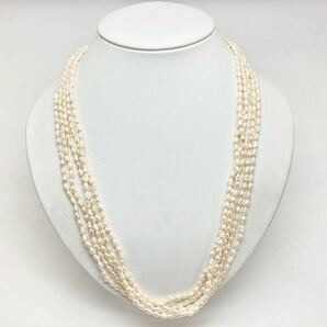 「淡水パールネックレスおまとめ」m約56.4g 約4mmパール pearl necklace accessory jewelry silver CF0/DA0の画像1