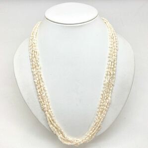 「淡水パールネックレスおまとめ」m約41.3g 約3mmパール pearl necklace accessory jewelry silver CF0/DA0の画像1