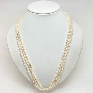 「淡水パールネックレスおまとめ」m約38.5g 約4.5mmパール pearl necklace accessory jewelry silver CF0/DA0