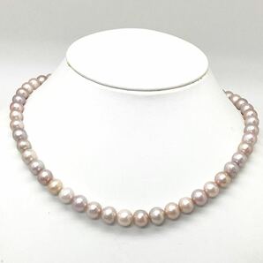 ［淡水パールネックレス］m 約43.0g 約43.5cm pearl jewelry necklace ジュエリー accessory アクセサリー pink DA0/DB0の画像1
