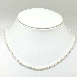 ［K18 本真珠ネックレス］m 重量約6.9g 約3.0-3.5mm珠 約41cm pearl necklace 華奢 シンプル パールネックレス jewelry DC0/DF0
