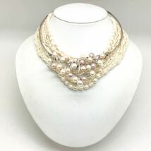 チョーカー有!!［淡水パールネックレス5点おまとめ］m 重量約132g 真珠 ケシ オーバル necklace Perl silver 925 DA0_画像2