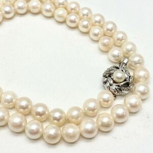 「アコヤ本真珠ネックレス」m 重量約 36g 約 7-7.5mm 約49cm pearl necklace silver DA5/DB5
