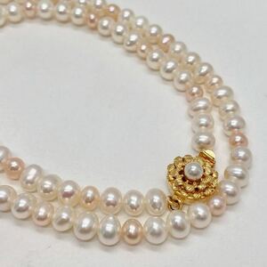 「淡水パールネックレスおまとめ」m約18.7g 約6mmパール pearl necklace accessory jewelry silver CE0/DA0