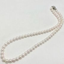 「アコヤ本真珠ネックレス」m 重量約 32.9g 約 7mm 約48cm pearl necklace silver CE0/DA0_画像3