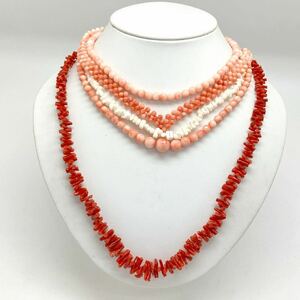 [.. necklace 5 point . summarize ]j weight approximately 108g coral san .necklace coral coral red peach color branch circle sphere silver DB0