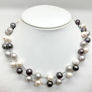 [ пресная вода жемчуг колье ]m примерно 78g примерно 10-10.5mm жемчуг kesiba блокировка baby pearl Pearl necklace jewelry silver DA0/DA0