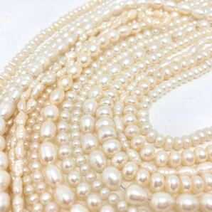 「淡水パールアクセサリーパーツおまとめ」m重量約178g 淡水真珠 ケシ バロック ベビー pearl Pearl necklace accessory ルース CE0の画像3