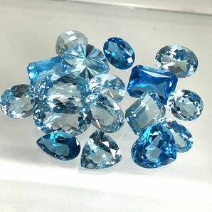［天然ブルートパーズ17点おまとめ 200ct］m 重量約40g ルース 裸石 宝石 ジュエリー jewelry blue topaz の画像4