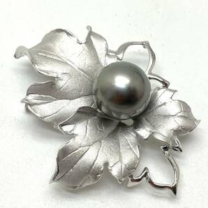 ［南洋黒蝶真珠ブローチ4点おまとめ］m 重量約57.5g 黒真珠 11.5~14.0mm パール pearl broach jewelry accessory ペンダントトップ CE0の画像4
