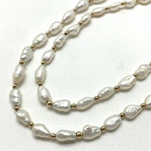 ［淡水パールネックレス5点おまとめ］m 約188g 真珠 ケシ k18wg pearl Pearl necklace silver ロング ブラウンbrown DA0の画像4