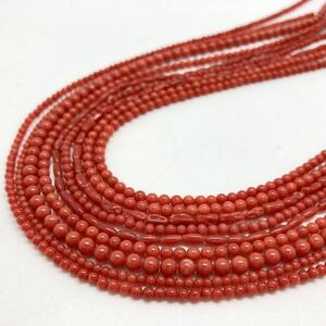 「珊瑚アクセサリーパーツおまとめ」m◎ 重量約53g 約両穴 丸玉 ネックレス necklace coral parts コーラル サンゴ 赤 丸玉 CE0