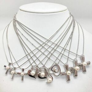[ жемчуг колье 10 пункт . суммировать ]m примерно 60g жемчуг Cross pearl Pearl necklace jewelry silver CE0