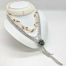 チョーカー有「淡水パールネックレス5点おまとめ」m 約 175g 真珠 ケシ バロック ベビー pearl Pearl necklace jewelry silver DA0_画像1