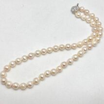 「アコヤ本真珠ネックレス」m約 33.9g 約7.5-8mmパールバロック pearl necklace accessory jewelry silver DB0/DC0_画像3