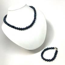 ［淡水パールネックレス・ブレスレットおまとめ］m 重量約75.8g 真珠 ケシ オーバル necklace Perl silver blue DB0/DB5_画像6