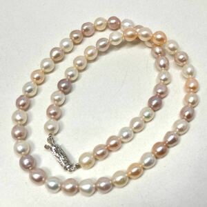 ［淡水パールネックレス］m 約24.7g 約43.0cm pearl jewelry necklace ジュエリー accessory アクセサリー pink silver CE0/CE0