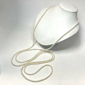 「淡水パールロングネックレス」m 約84.5g 約201cm パール pearl ロング long necklace accessory jewelry silver DA0/DA0