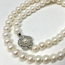 ［アコヤ本真珠ネックレス］m 重量約30.2g 約6.5~7.0mm 約43.0cm pearl necklace silver DA0/DB0_画像1