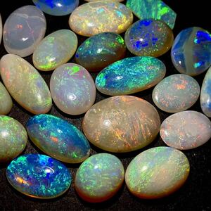 遊色効果抜群!!［オパール23点おまとめ100ct］m 重量約20g ルース 裸石 宝石 ジュエリー jewelry opal 遊色 虹 DG5 