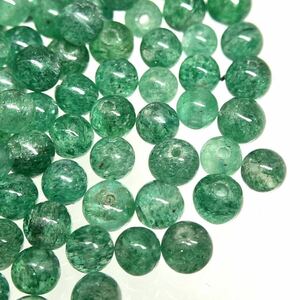 ［エメラルドアクセサリーパーツおまとめ］m ◎重量約12.0g 約3.0~3.8mm ルース 裸石 宝石 ジュエリー emerald 丸 両穴 necklace CE0