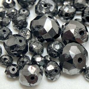 ［ブラックダイヤモンドアクセサリーパーツおまとめ］j 重量約6.5g 約2.0~6.5mm diamond Black jewelry accessory parts 両穴 CE0