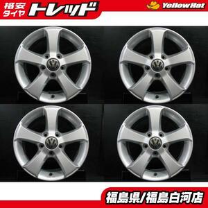 中古 4本 フォルクスワーゲン ゴルフ 5 純正 ホイール 6.5J-15 +50 112 5H シルバー アルミ 単品 スタッドレス用 流用 白河