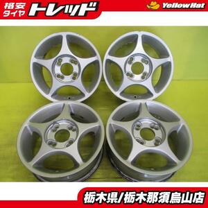 中古マルチアルミホイール 5.0J 13インチ 8HM 100/114.3 +35 シルバー 4枚セット パッソ ブーン 車検用 補修用 割れ 曲がりの交換等に