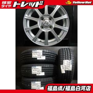 新品 タイヤ 185/70R14 23年製 低燃費 グッドイヤー E-Grip ECO EG01 中古アルミ 5.5J-14 4H 100 +42 夏 セット ノート フリード 白河