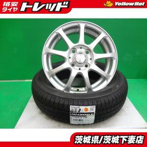 軽自動車 新品タイヤ 中古ホイール組込SET エコピア NH200C 2023年製 155/65R14 4本 組込発送 レイシア 4.5J +45 4H100 シルバー