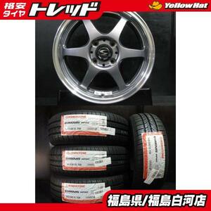 新品 夏タイヤ 165/55R15 23年製 ロードストーン HP02 中古ホイール BADX 5.0J-15 4H 100 +45 4本セット スペーシア ムーヴ 白河