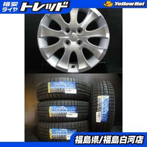 流用冬組 新品 タイヤ 185/60R15 ダンロップ WINTERMAXX03 ＆ 中古 ダイハツ純正 6.0-15 4/100 +40 アクア スイフト ヴィッツ 等 白河