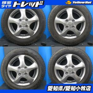 ワゴンR ラパン 4本 シルバー 13インチ 4H 4穴 PCD 100 中古 155/65R13 冬タイヤ 冬用 中古 アルミホイールセット トッポ などに！