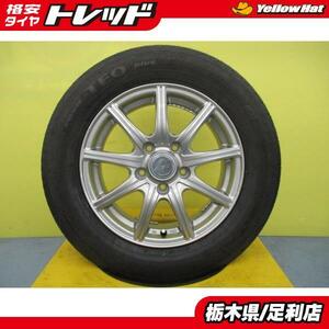 セレナ 中古 4本 8分山 195/65R15 91H TEO PLUS + 社外 アルミ Racing Force ランディ C25 C26 C27 アイシス カローラルミオン 足利