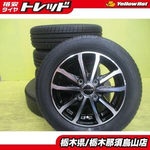 未走行品 155/65R13 2024年製 輸入タイヤセット ブラックポリッシュ アルミ 4.0J 13インチ 4/100 +45 キズ有 ライフ ミラ アルト