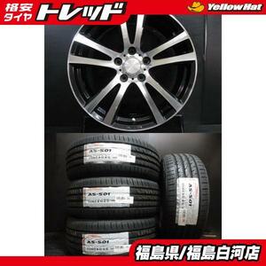 新品 夏タイヤ付 215/45R18 93Y 24年製 ARROWSPEED S01 中古ホイール 7.5J-18 5H 114.3 +55 夏セット ステップワゴン ビアンテ 白河