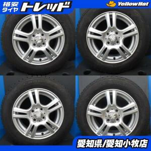 10系 ヴィッツ フィット 4本 シルバー 14インチ 4H 4穴 PCD 100 中古 175/65R14 冬タイヤ 冬用 中古 アルミホイールセット デミオ