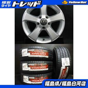 冬組 新品 冬タイヤ 195/65R15 91Q ブリヂストン ブリザック VRX3 22年製 ＆ 中古 ゴルフ純正 6.5J-15 5/112 +50 VW ゴルフ 5 に 白 フォル