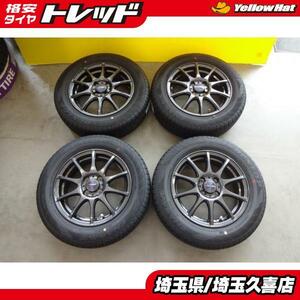 ノート デミオ ダンロップ エナセーブ EC204 185/65R15 中古アルミ 5.5J +42 4H100 bB ウィングロード ティーダ 夏用タイヤ セット 埼玉