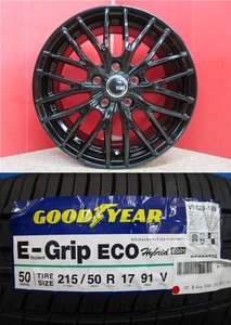 4本SET ヴェネス VENES GB 7.0J+48 5H-114.3 グッドイヤー EG01 2021年 215/50R17インチ 70 80系 ヴォクシー ノア ZE4系 インサイト