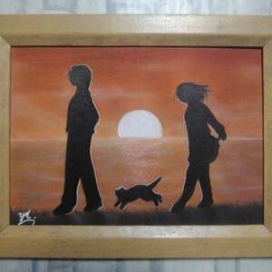 Art hand Auction [Anonymous delivery] Painting Family with 2L size frame., Artwork, Painting, Pastel drawing, Crayon drawing