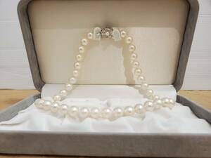 1564* 留め具 SILVER シルバー PEARL パール ネックレス 真珠 サイズ最大約9.4mm 全長約42.0cm アクセサリー ケース付 現状品