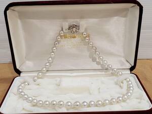 1563* 留め具 SILVER シルバー PEARL パール グレー系　ネックレス 真珠 サイズ最大約7.9mm 全長約45.0cm アクセサリー ケース付 現状品