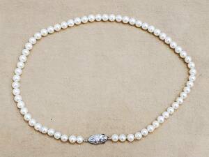 1565* 留め具 S刻印 PEARL パール 　ネックレス 真珠 サイズ最大約5.8mm 全長約39.0cm アクセサリー 現状品