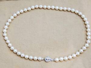 1566* 留め具 SV刻印 PEARL パール　MAJORICA　ネックレス 真珠 サイズ最大約8.3mm 全長約47.0cm アクセサリー 現状品