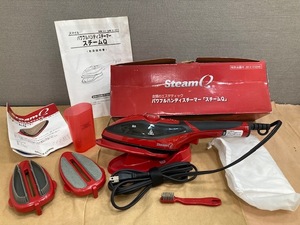 1455* SteamQ スチームＱ SQ2 パワフルハンディスチーマー SE4874-RR ハンディアイロン スチームアイロン 通電確認済 付属 ケース付 現状品