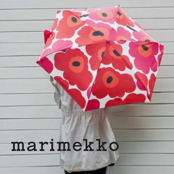 未使用◎マリメッコ marimekko ウニッコRED折りたたみ傘 雨傘 折りたたみ傘 花柄 07