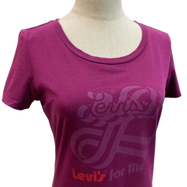 【リーバイス】 Levi's プリントTシャツ ロゴ 半袖 コットン パープル トップス カジュアル M
