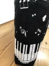 ピアノハート柄　ブラック　鍵盤ハーモニカバック　猫　音符　ハンドメイド_画像4