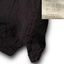 1度着美品 CALEE キャリー レーヨン 刺繍 チェーンステッチ 半袖 オープンカラー シャツ size L 日本製_画像7